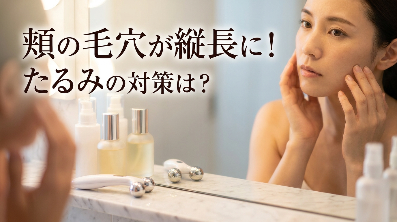頬の毛穴が縦長に！たるみの対策は？